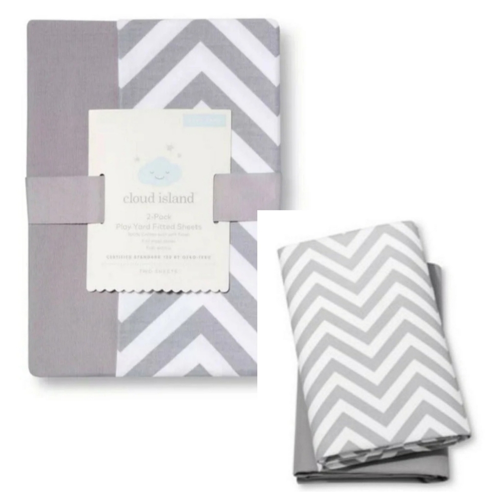 Fitted Playard Sheet 2pk - Cloud Islands